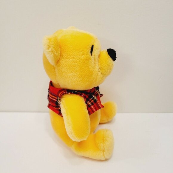 Vtg 9" Winnie The Pooh Plush with Red Plaid Vest Stuffed Toy - Picture 2 of 4